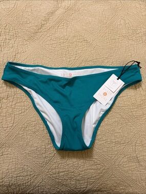 Shade & Shore Teal Ribbed Bikini Bottom (size small: 4-6)
